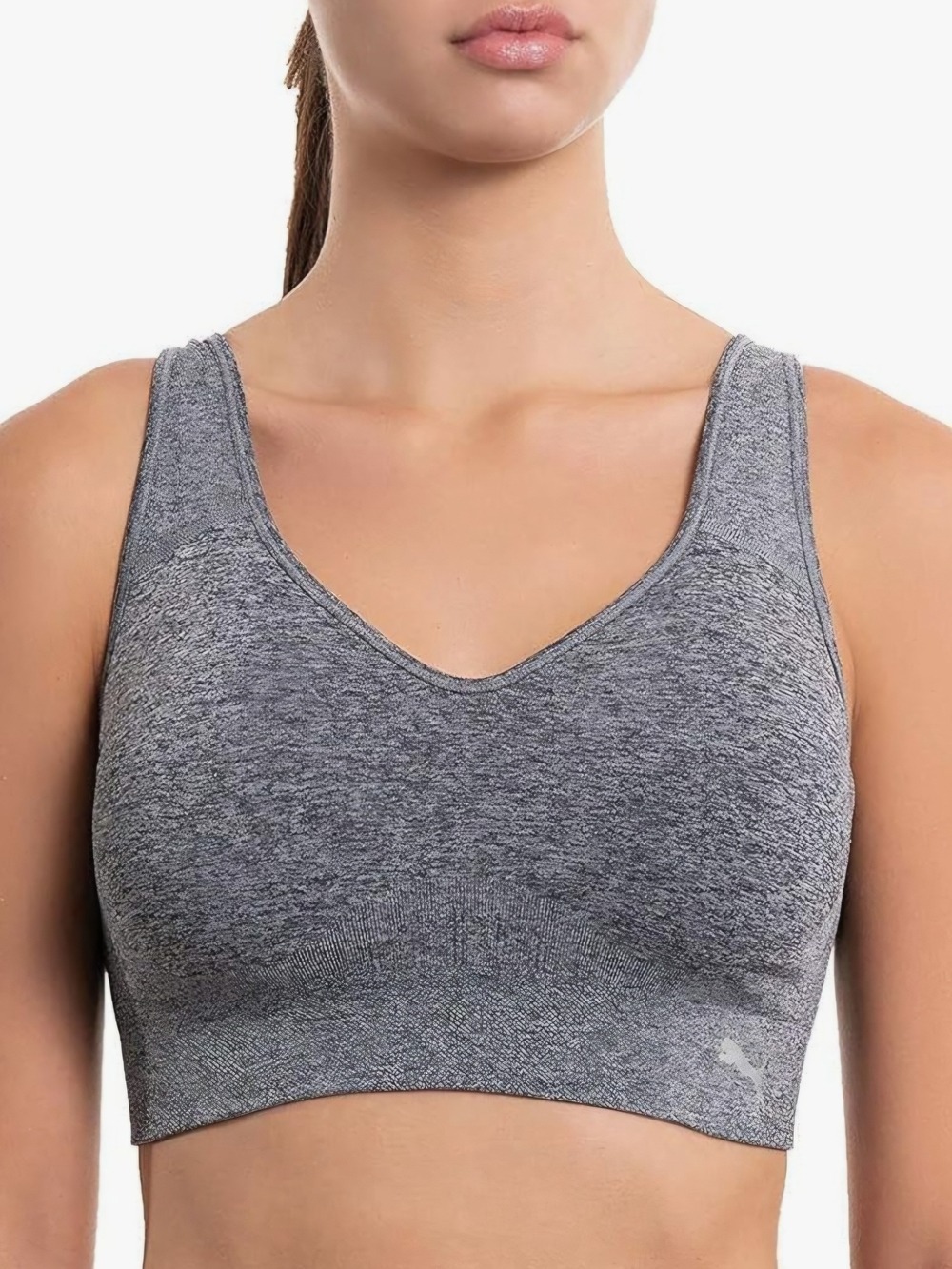 5/$25 PUMA Seamless Sports Bra Grey Wireless Medium Support Size Large